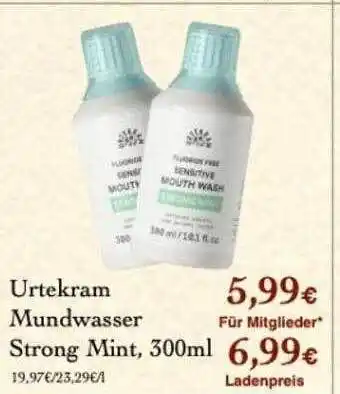 LPG Biomarkt Urtekram Mundwasser Strong Mint Angebot