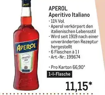 METRO Aperol Aperitivo Italiano Angebot