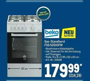 METRO Beko Gas-standherd Fsg 52010fw Angebot