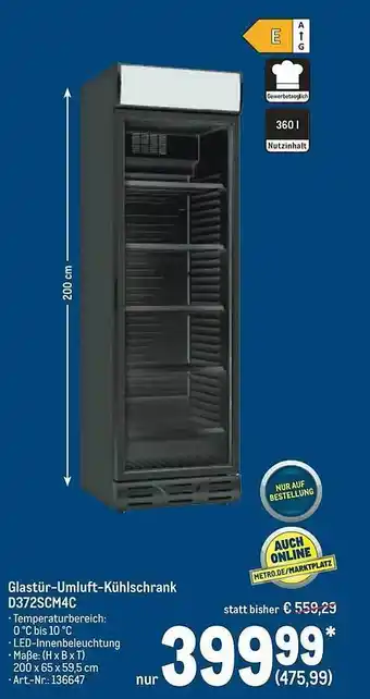 METRO Glastür-umluft-kühlschrank D372scm4c Angebot