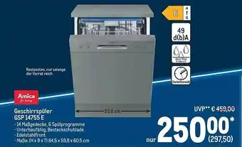 METRO Amica Geschirrspüler Gsp 14755 E Angebot