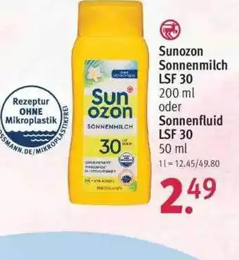 Rossmann Sunozon Sonnenmilch LSF 30 Oder Sonnenfluid LSF 30 Angebot