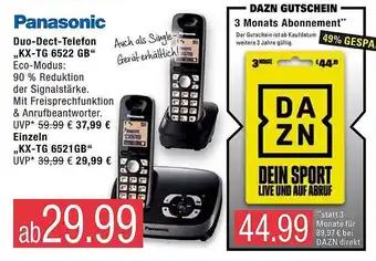 Marktkauf Panasonic Duo-dect-telefon Kx-tg 6522 Gb Angebot