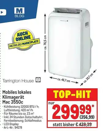 METRO Tarrington House Mobiles Lokales Klimagerät Mac 3550c Angebot