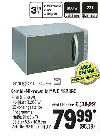 METRO Tarrington House Kombi-mikrowelle Mwd 4823gc Angebot