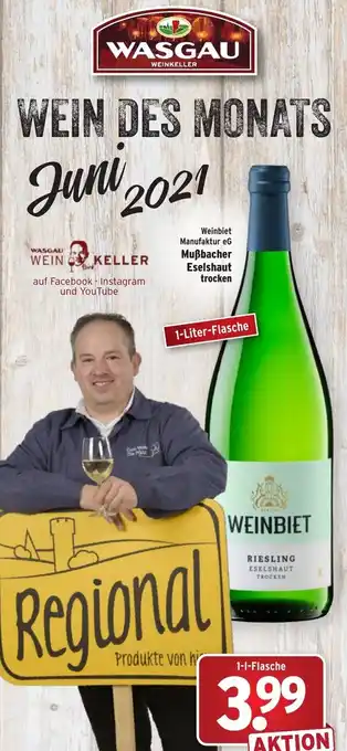 Wasgau Weinbiert Manufaktur eG Mußbacher Eseishaut trocken 1L Angebot