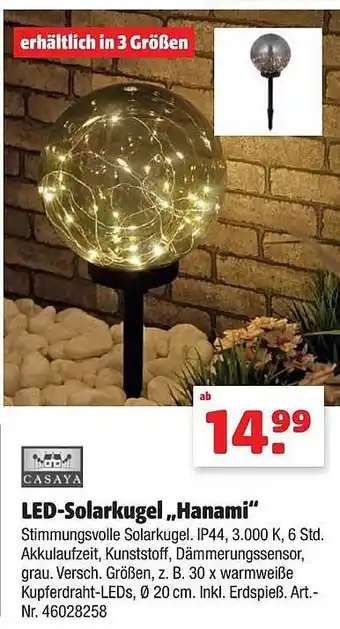 Hagebau Casaya Led-solarkugel „hanami“ Angebot