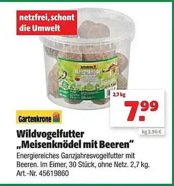 Hagebau Gartenkrone Wildvogelfutter „meisenknödel Mit Beeren“ Angebot