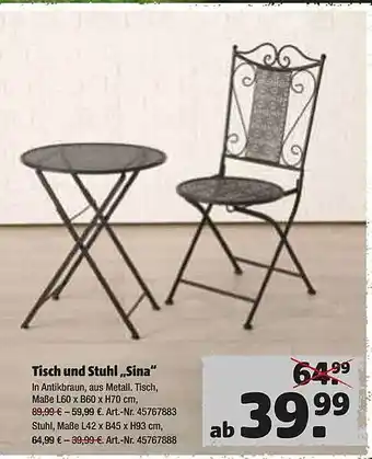 Hagebau Tisch Und Stuhl „sina“ Angebot