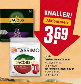 REWE Kaufpark Jacobs Tassimo Crema XL 16er Oder Lungo 8 Intenso 20er Angebot