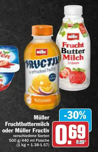 AEZ Muller Fruchbuttermilch o. Muller Fructiv 500g/440ml Angebot