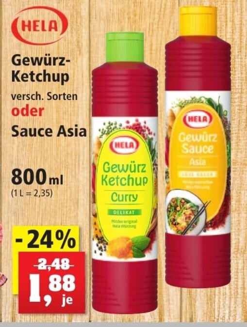 Hela Gewürz Ketchup Sauce Asia 800ml Angebot bei Thomas Philipps