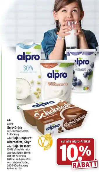 Wasgau z.B. Alpro Soja Drink 1L oder Soja Joghurtalternative, Skyr oder Soja Dessert 200-500g Angebot