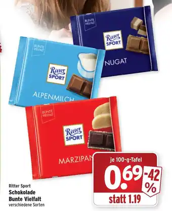 Wasgau Ritter Sport Schokolade Bunte Vielfalt Angebot