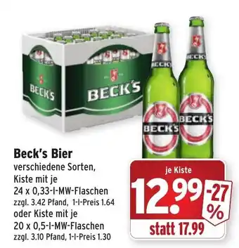 Wasgau Beck's Bier 24x0,33L Angebot