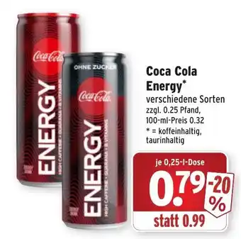 Wasgau Coca Cola Energy 0,25L Angebot