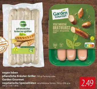 Famila Nord Ost vegan leben pflanzliche Kräuter Griller 250 g oder Garden Gorumet vegetarische Spezialitäten 150-226 g Angebot