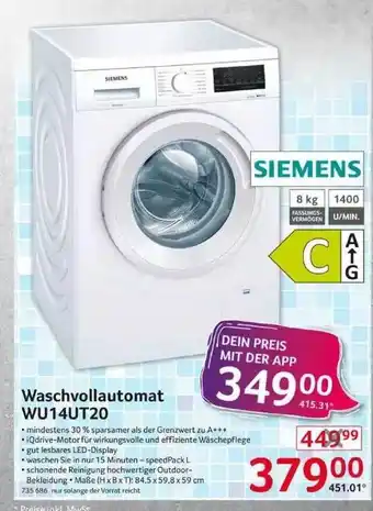 Selgros Siemens Waschvollautomat Wu14ut20 Angebot