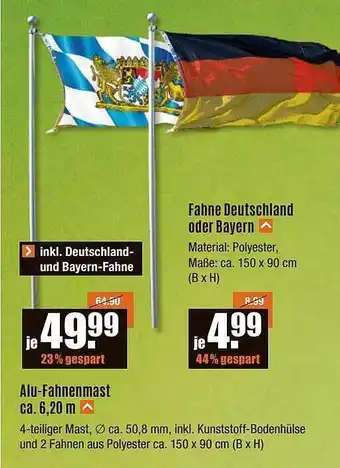 V Baumarkt Fahne Deutschland Oder Bayern Oder Alu-fahnenmast Ca Angebot