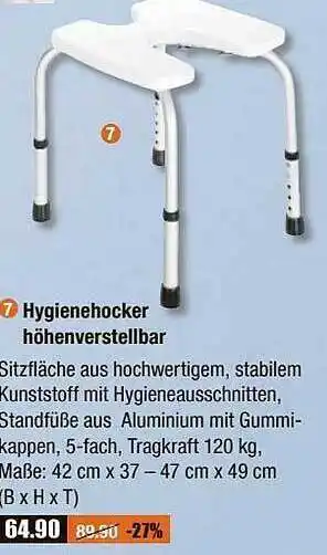 V Baumarkt Hygienehocker Höhenverstellbar Angebot