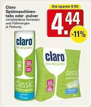 WEZ Claro Spülmaschinen Tabs Oder Pulver Angebot