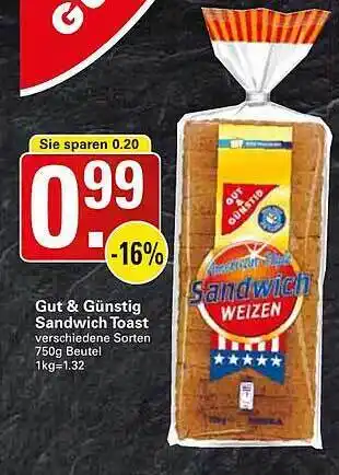 WEZ Gut & Günstig Sandwich Toast Angebot