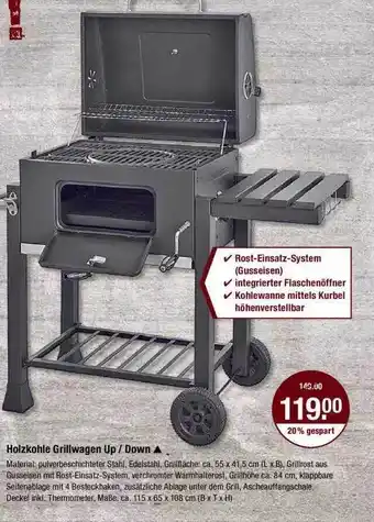 V Markt Holzkohle Grillwagen Up - Down Angebot