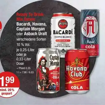 V Markt Bacardi, Havana, Captain Morgan Oder Asbach Uralt Angebot