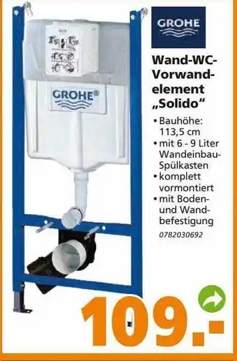 Globus Baumarkt Grohe Wand-wc-vorwandelement „solido“ Angebot