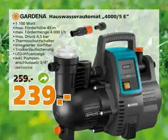 Globus Baumarkt Gardena Hauswasserautomat „4000-5 E“ Angebot