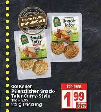 Edeka Golßener Pflanzlicher Snack Taler Curry Style Angebot