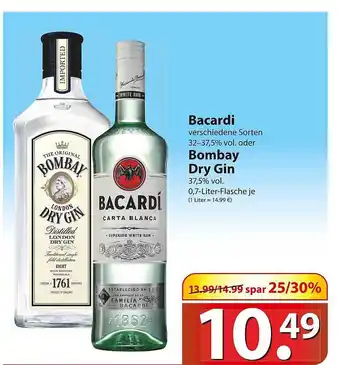 Famila Nord Ost Bacardi Oder Bombay Dry Gin Angebot