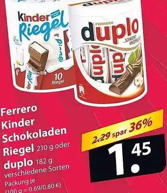 Famila Nord Ost Ferrero Kinder Schokoladen Riegel Oder Duplo Angebot