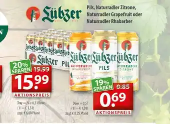 Getränkeland Lübzer Pils, Naturradler Zitrone, Grapefruit Oder Rhabarber Angebot