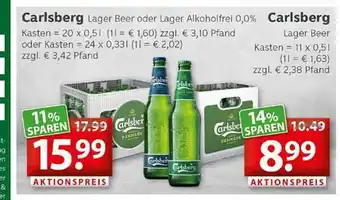 Getränkeland Carlsberg Lager Beer Oder Lager 0,0% Alkoholfrei Angebot