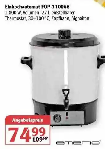 Globus Emerio Einkochautomat FOP-110066 Angebot