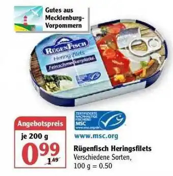 Globus Rügenfisch Heringsfilets Angebot