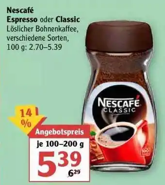 Globus Nescafé Espresso Oder Classic Angebot