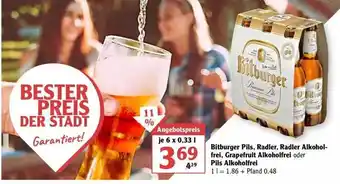 Globus Bitburger Pils, Radler, Alkoholfrei, Grapefruit Alkoholfrei Oder Pils Alkoholfrei Angebot