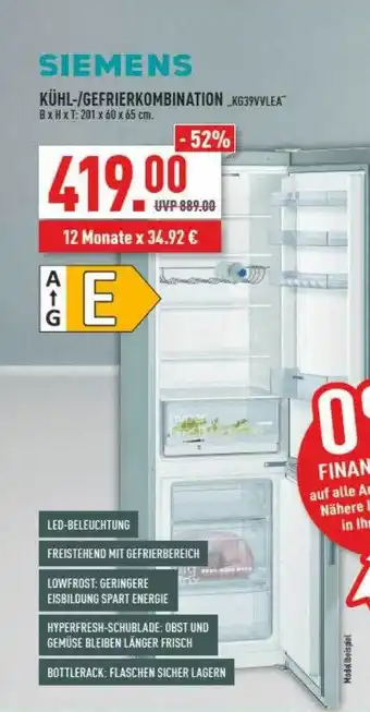 Marktkauf Siemens Kühl- Gefrierkombination Angebot