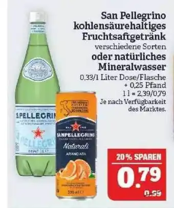 Marktkauf San Pellegrino Kohlensäurehaltiges Fruchtsaftgetränk Oder Natürliches Mineralwasser Angebot