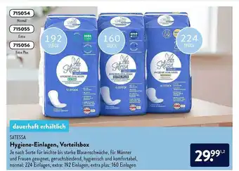 Aldi Nord Satessa Hygiene-einlagen, Vorteilsbox Angebot