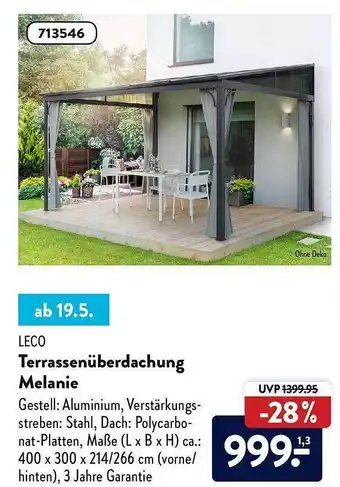 Aldi Nord Leco Terrassenüberdachung Melanie Angebot