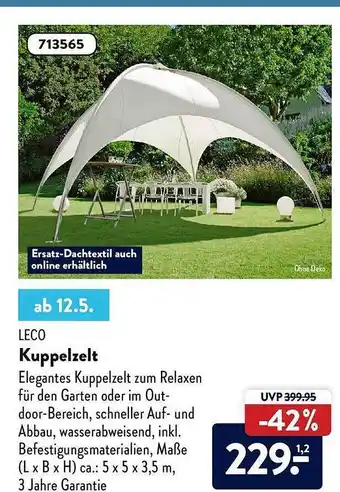 Aldi Nord Leco Kuppelzelt Angebot