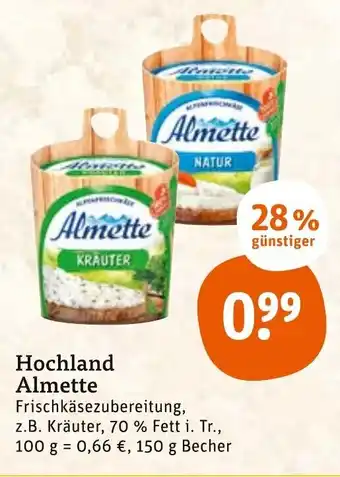 tegut Hochland Almette 150 g Becher Angebot