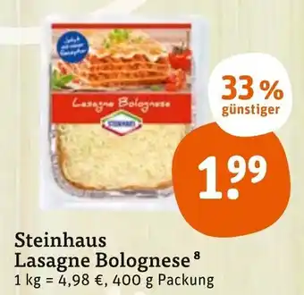 tegut Steinhaus Lasagne Bolognese 400 g Packung Angebot