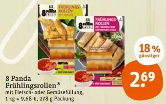 tegut 8 Panda Frühlingsrollen 278 g Packung Angebot