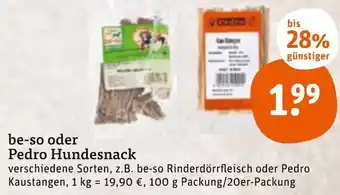 tegut be-so oder Pedro Hundesnack 100g Packung/20er Packung Angebot