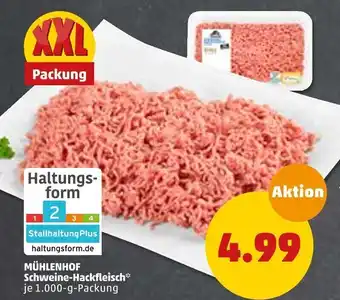 PENNY Mühlenhof Schweine Hackfleisch 1000 g Packung Angebot