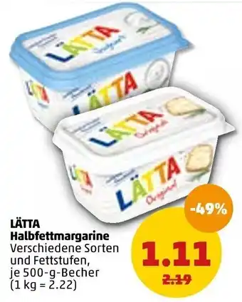 PENNY Lätta Halbfettmargarine 500 g Becher Angebot